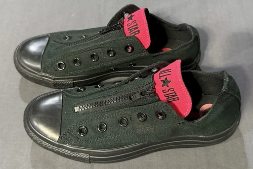 Scarpe CHUCKS nere rosa CONVERSE ALL STAR linguetta con cerniera donna US 6