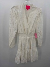 Lilly Pulitzer White Size 00 Eyelet Shift Knee Length Long Sleeve Dress