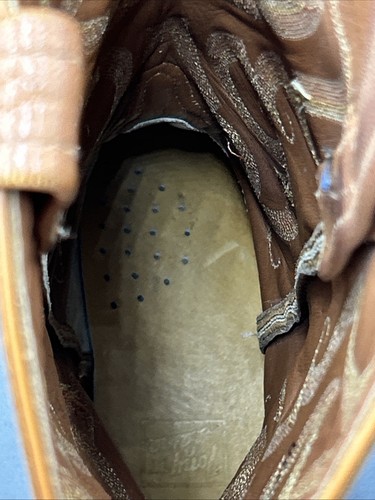 Tony Lama Caiman Leather Cowboy Boots Tan and Brown Size 8.5D Style CY1015 - Picture 12 of 15