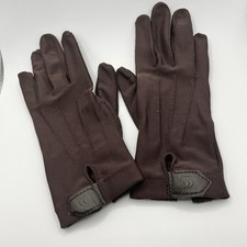 Vintage Isotoner Driving Gloves Womens Brown Nylon Suede OS