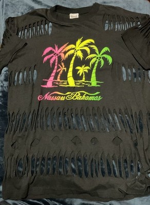 Vtg 90s Tropics Sportswear Bahamas T Shirt Slashed Palm Beach Coverup Size XXXL