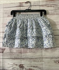 Girl's Love Shack Fancy Blue Floral Cotton Skirt Size 12Y Retail 125
