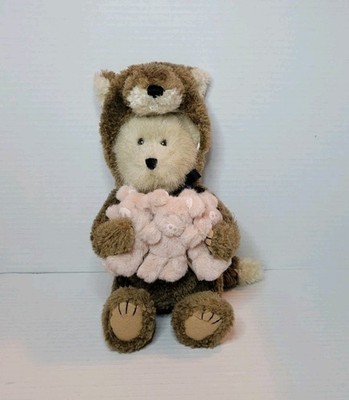 Boyds Bears Huff P Wolf & 3 Pigs Bacon Porkchop & Hamlette Beary Tales Plush 10''