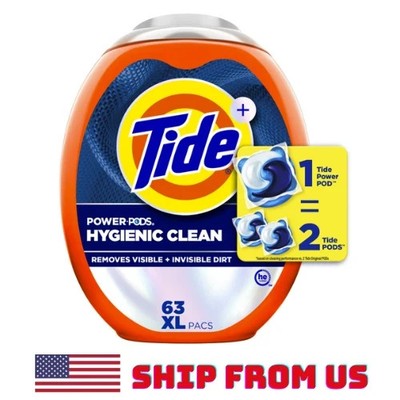 [US] Tide Hygienic Clean Power PODS Laundry Detergent Pacs, Original Scent 63ct.