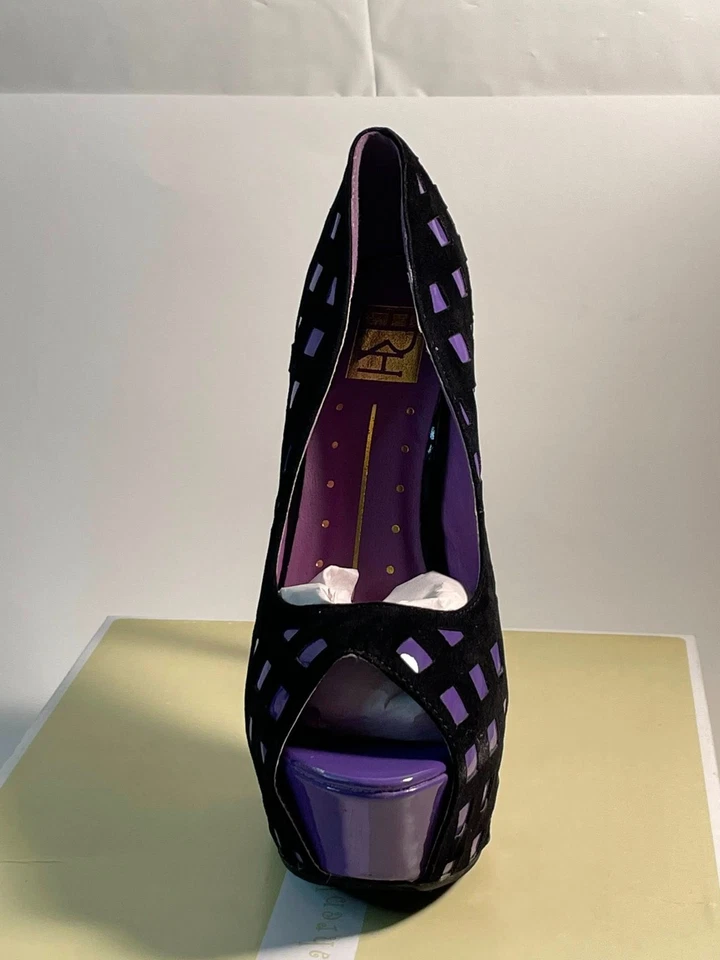 Zapato Fahrenheit Vicky-05 negro/púrpura plataforma imitación gamuza para mujer talla 9M Foto 4 de 4