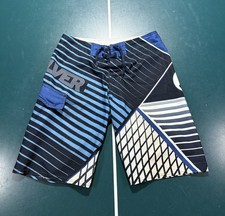 Vintage Quiksilver Board Shorts Men  s 30 blue Striped Spellout Surf Y2K RARE