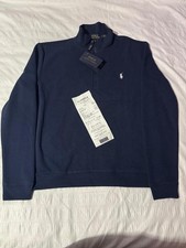 Image of Polo Ralph Lauren Navy Cotton Fleece Quarter Zip Jumper Size Small