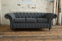Xxl Sofa 3 Sitzer Couch Chesterfield Polster Sitz Garnitur Leder Textil Grau