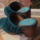Florentini + Baker Women's Blue Suede Closed Toe Fringe Studded Mules US 9 — photo 5