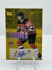 Luke Hughes Auto 3/3 RC 2023-24 Fleer Ultra Hockey #201 - Bottom edge lift