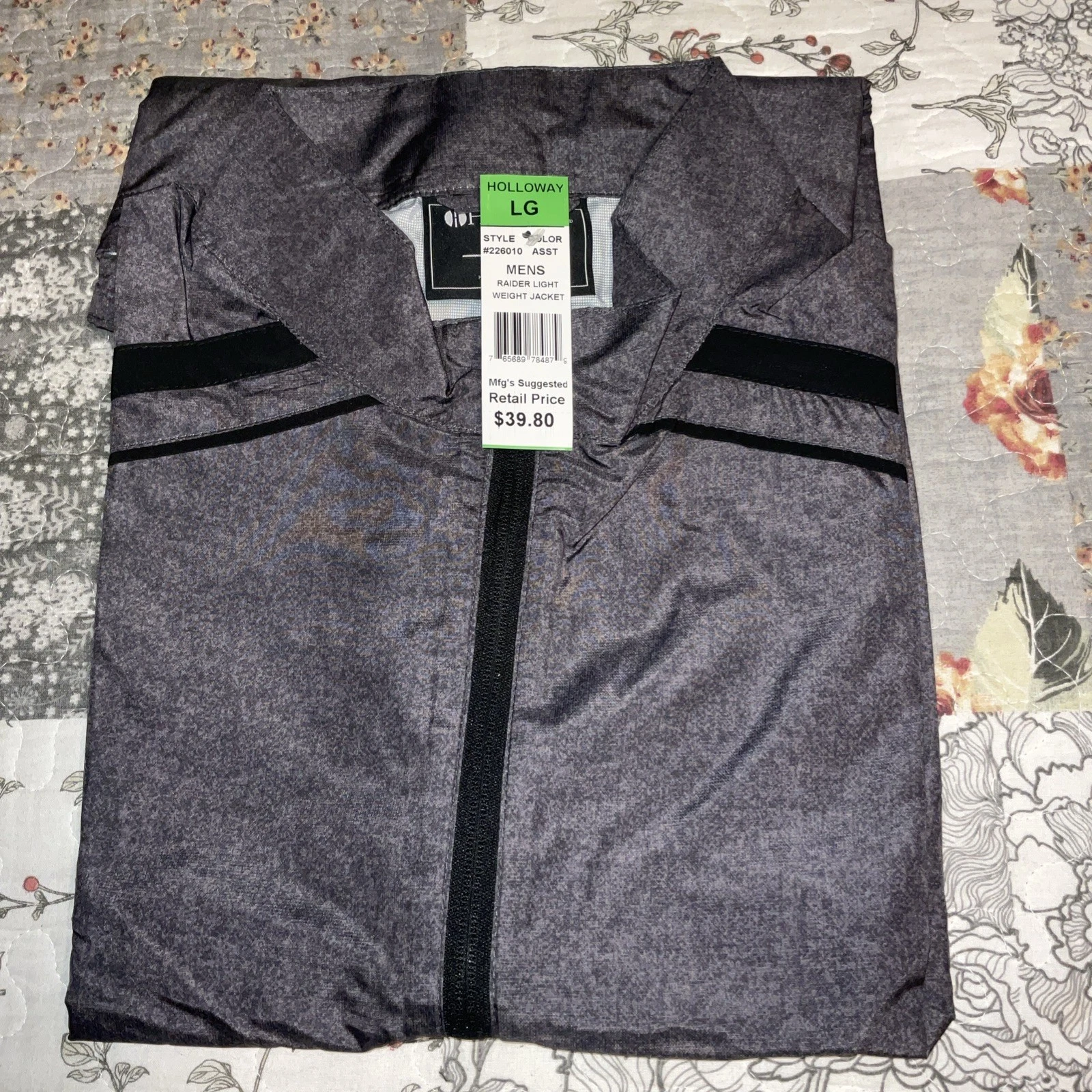 Holloway Raider Lightweight Jacket Mens Large Gray/Blk Softshell Full Zip NEW