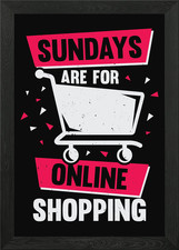 Online Shopping Lover Framed Wall Art Poster Canvas Print Picture