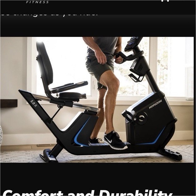 Horizon 50R Recumbent Exercise Bike Black Step-Through Frame Lumbar Support