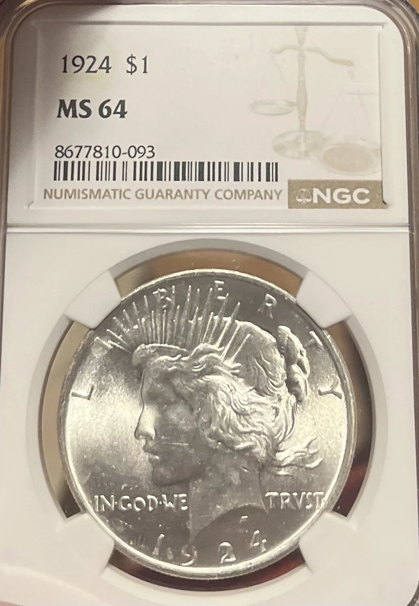 MS 64 Graded 1924 Year NGC Certified Peace Dollars (1921-1935) for