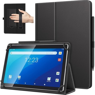 Hochwertige 10,1 Zoll Tablet Hülle mit Handschlaufe und Stiftschlaufe in Schwarz