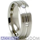 Accents Kingdom 8mm Men's Titanium Satin Wedding Ring Band Screw Size 8-12