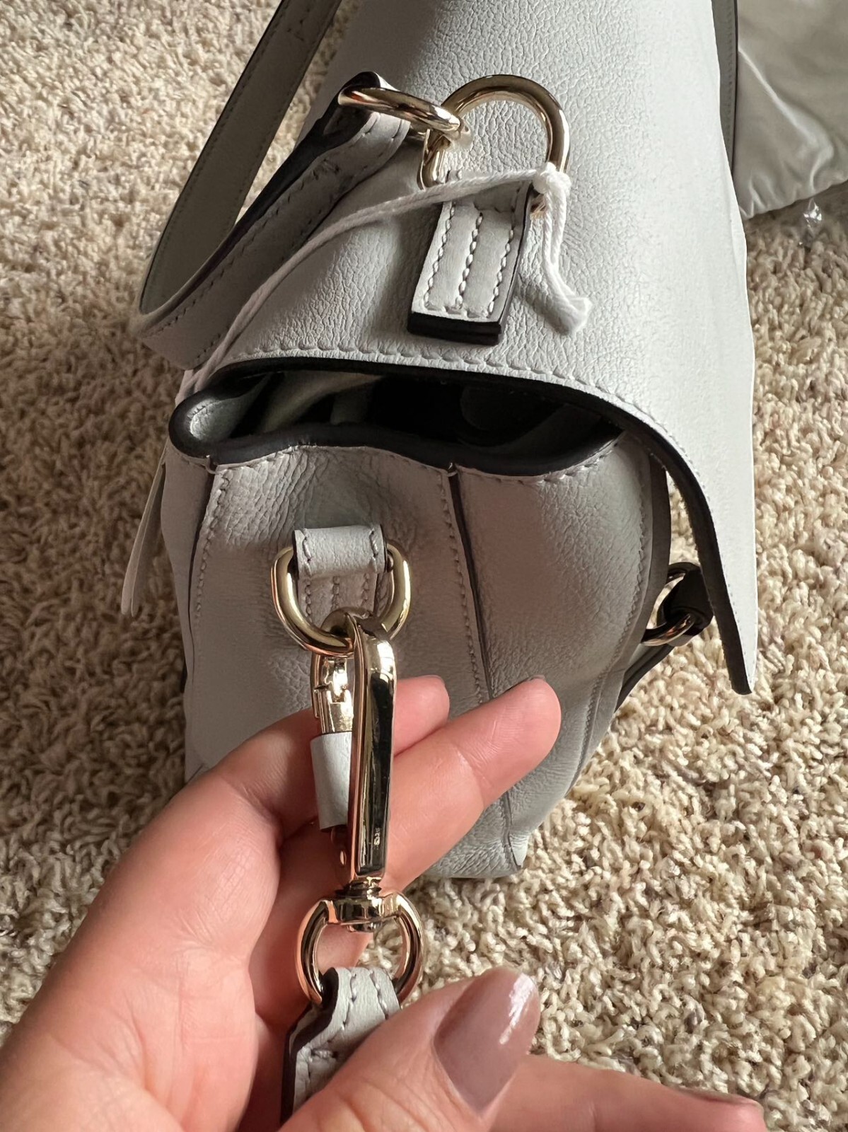 100percent Authentic Chloe Faye Day Mixed Flap Medium Shoulder, Light Grey, Tag $1,990 image 10