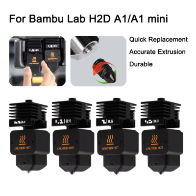 For Bambu Lab H2D/A1/A1 Mini Hotend Kit 0.2/0.4/0.6/0.8mm 3D Printer Part