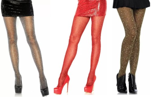 Collant A Rete Con Glitter Leg Avenue - Donna, Per Feste E Halloween, Tessuto Elastico E Brillante - Foto 4
