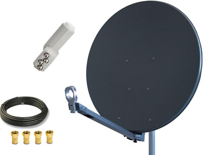 Sat Anlage Spiegel GIBERTINI XP 65 cm Schüssel mit Quad LNB für 4 Teilnehmer ALU