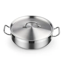 Deep Saut Pan With Lid 4quart Professional Deep Frying Pan 18/10 Stainless Steel