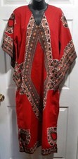 Caribana Afro-Shirt Long Red Shirt Size M 100 Cotton Patterned Washable