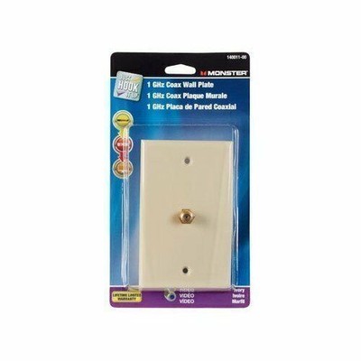 Monster Cable Coax Wall Plate 75 Ohm 1 Ghz, 1000 Mhz Ivory Carded