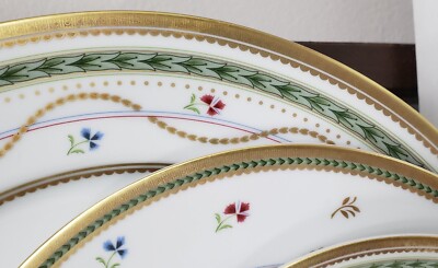 Faberge Limoges China LUXEMBOURG/HERMITAGE GREEN 5Pc Set Never