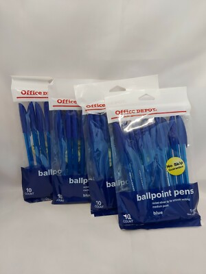 Office Depot Ballpoint Pens Medium Point 10 Count 1 MM (Lot of 4)