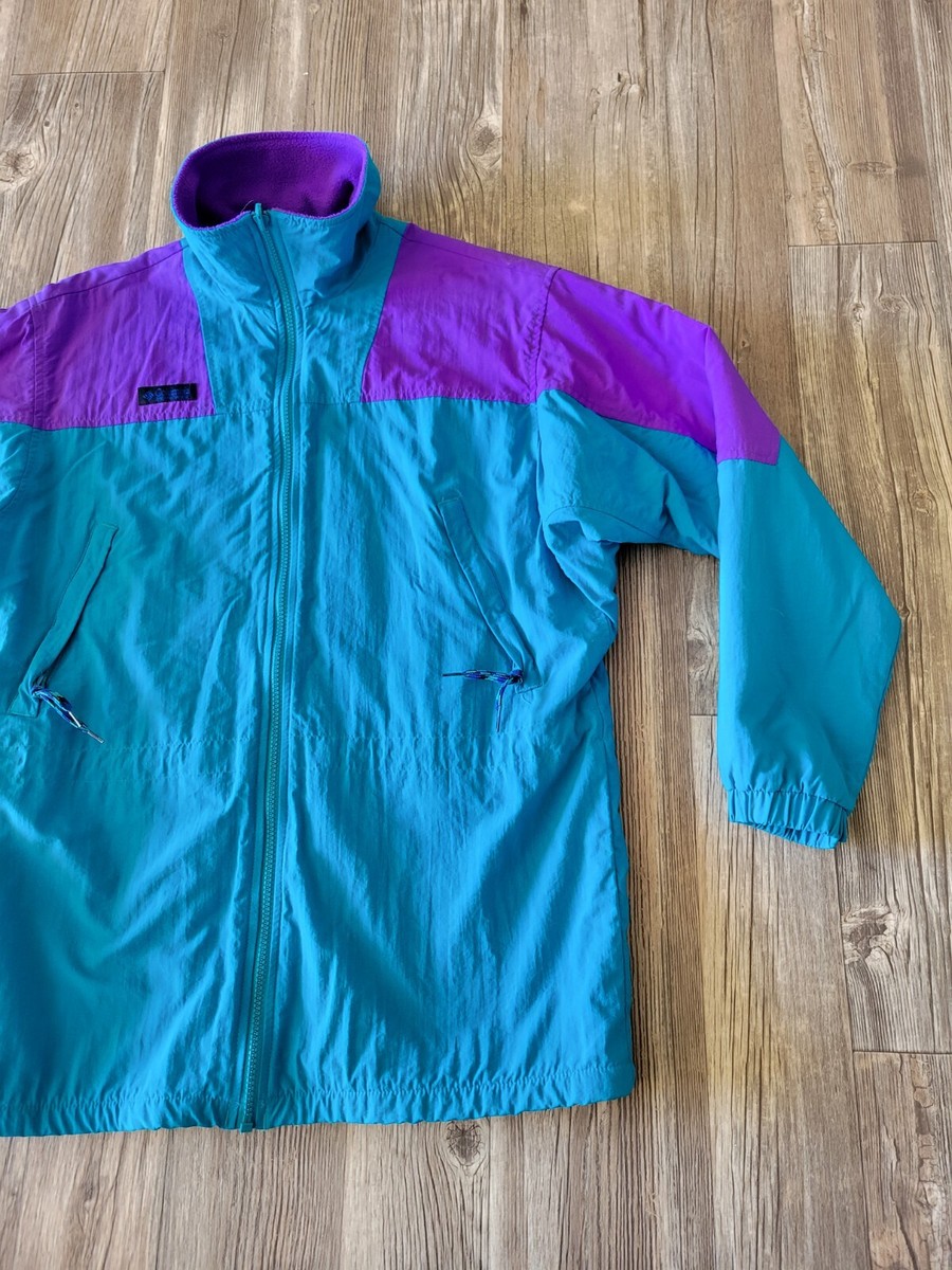 COLUMBIA Colorblock Jacket Womens Medium Turquoise Purple Vintage