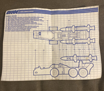 1987 Hasbro G.I.Joe ARAH COBRA ADDER Instructions Sheet