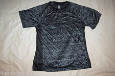 Mens S/S Athletic Shirt BLACK GRAY SPORTS TEE Breathable Fabric XL 46-48