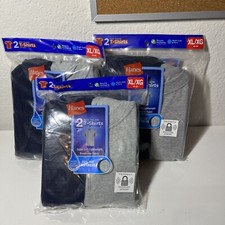 3X Hanes Tagless Boys' Crewneck T-Shirt 2Pack Size XL 18-20 NavyGray NewSealed
