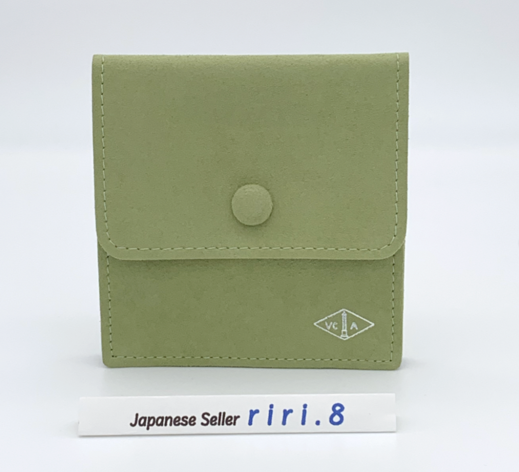 Van cleef & Arpels Travel Pouch Green suede case VCA Jewely Wallet