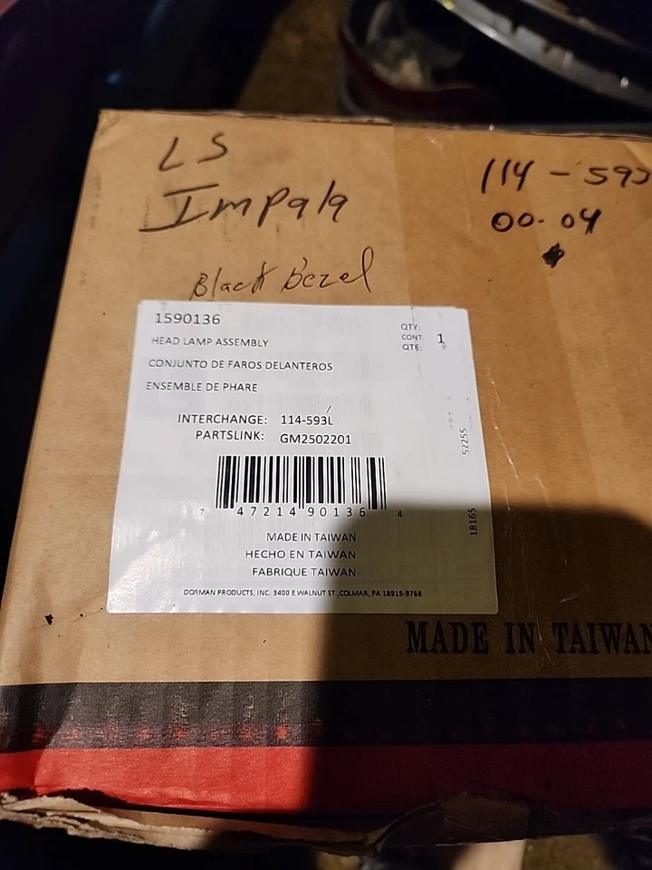 Faro conductor izquierdo 1590136 se adapta 00-04 Chevrolet Impala Foto 3 de 3