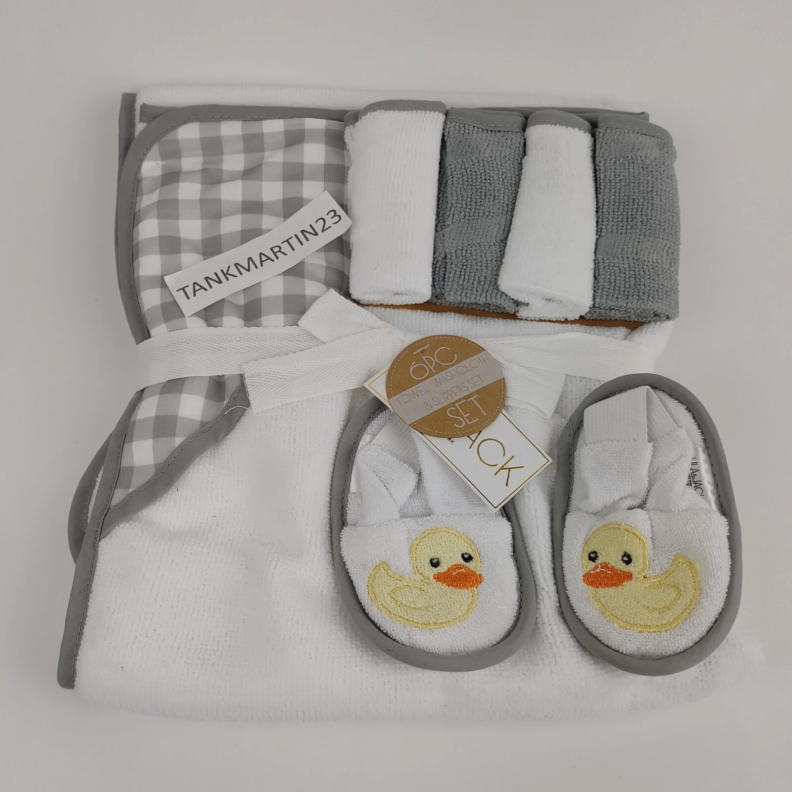 Lila & Jack Baby Gift Set Terry Wash Cloths Towel Bath Blanket Slippers Ducks