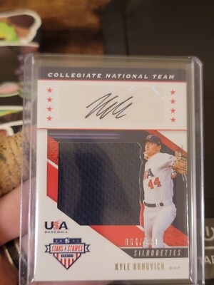 Kyle Brnovich 2019 Stars & Stripes Silhouettes Patch Auto /199 ORIOLES PROSPECT