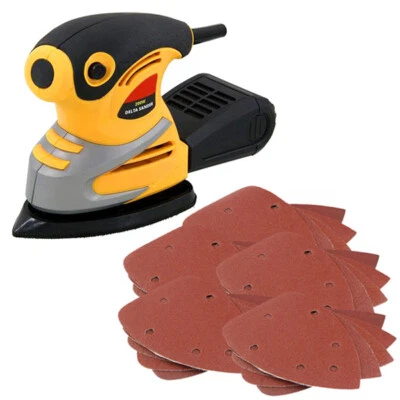 POWERTIME ONLINE Electric Sander 200W Detail Mouse Corner + 43 Delta Sanding Sheets + Dust Box