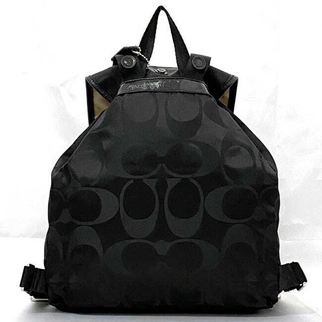 Authentic Coach Backpack Black Signature F77350 Canvas Vintage  Made In 7/2013 Coach Rucksack EC-22300 Black Signature F77350 Good  main image 2