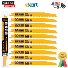 10 Pack 9 Inch 6/12 TPI Reciprocating Saw Blades for Nail-Embedded Wood-Metal