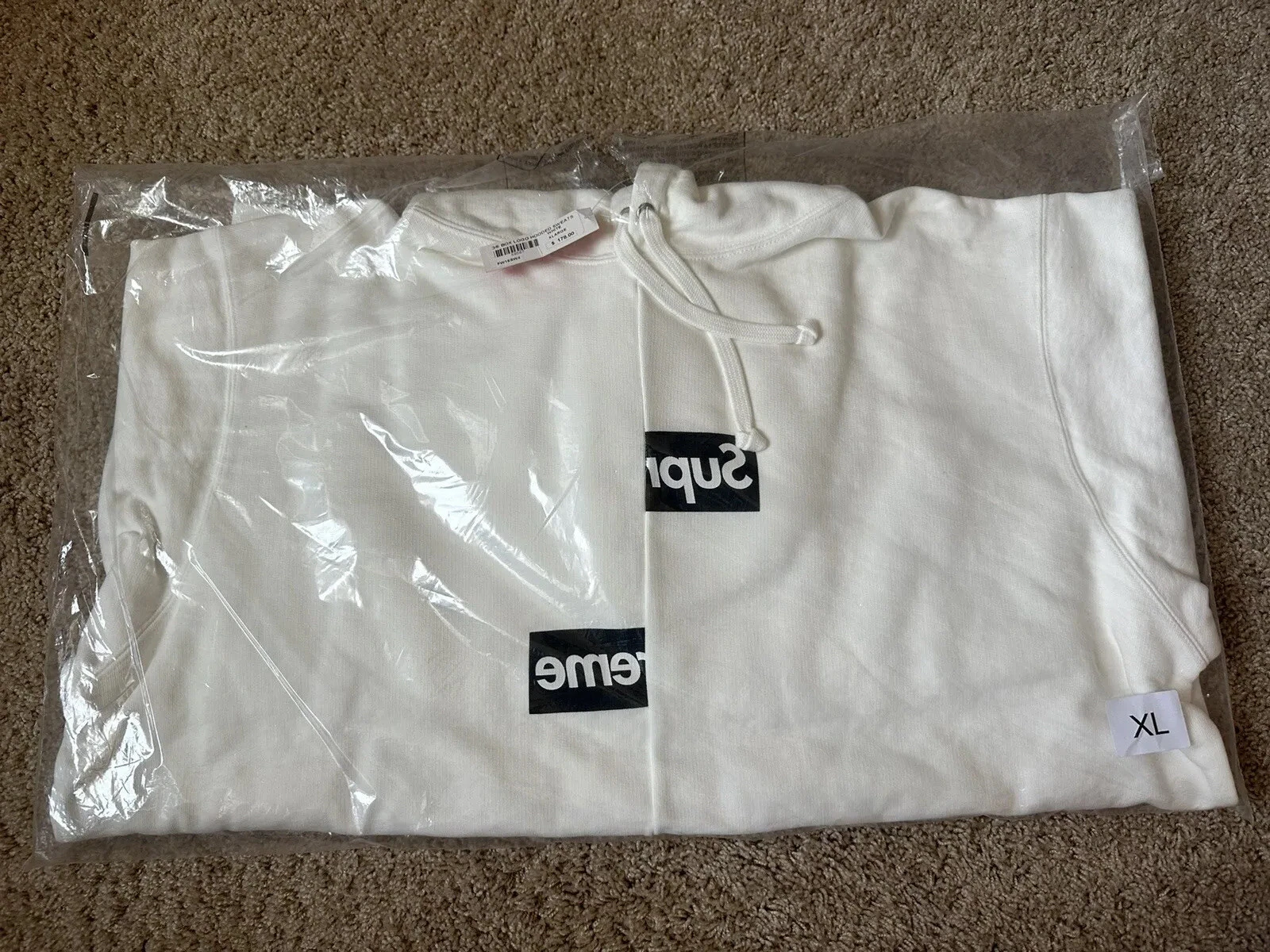 Sweat shirt à capuche Supreme x CDG Split Box Logo XL blanc DSWT