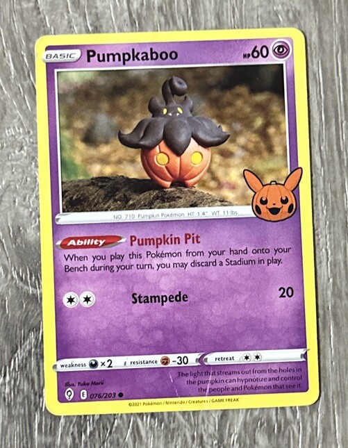 Pumpkaboo 076/203 Non Holo Trick or Trade Halloween Pokemon Card