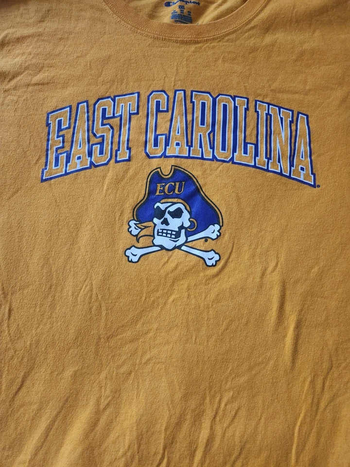 Yellow Champion East Carolina Pirates T-shirt Men's Size 2XL - Image 2 of 4