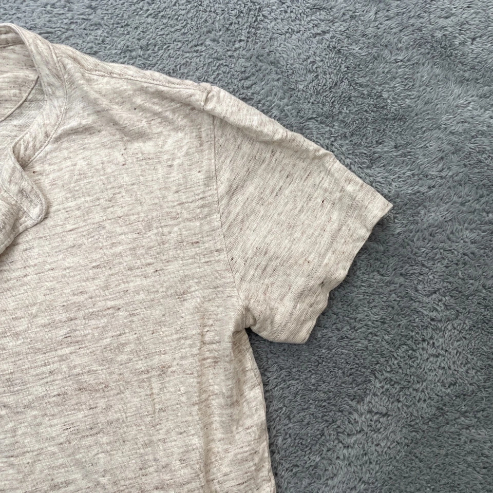 Banana Republic Shirt Mens Small Beige Heather Linen Henley Neck Tee Classic - Image 4 of 4