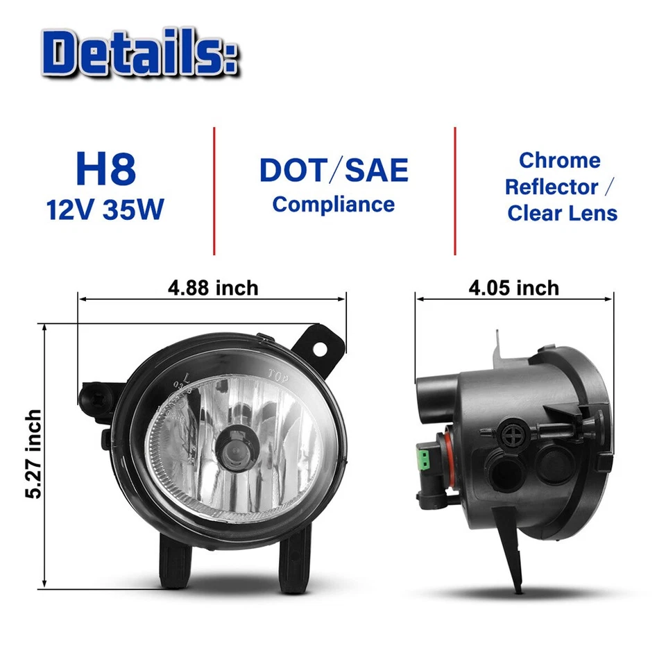 2x For BMW 12-18 F30 3 Series Sedan 320i 325i 328i 335i 428i 435i Fog Light Lamp Foto 4 de 4