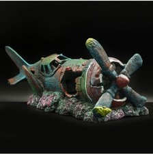 Airplane Wreck Plus Submarine Aquarium Decoration Resin Fish Tank Hideout