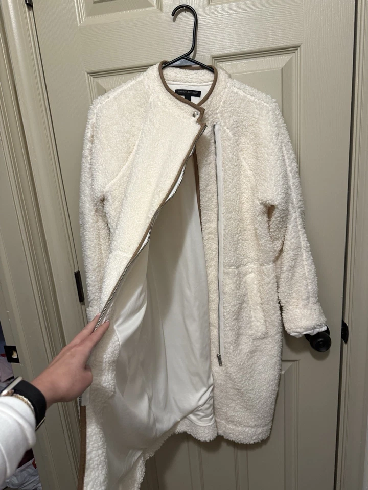Abrigo Banana Republic Sherpa Cocoon Pila Profunda Polar Peluche Chaqueta Trinchera Talla PEQUEÑA Foto 2 de 4
