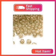 The Crafts Outlet 1,000pc Faceted Plastic Transparent Beads Round 6mm Champagne