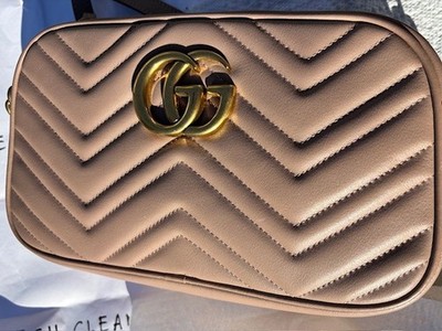Gucci Small Marmont Matelasse Camera Crossbody Bag, Taupe/Nude - NEW PHOTOS!!
