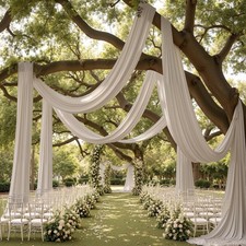 10 x 40 FT Beige Ceiling Drapes for Weddings, 2 Panels 5 x 40 FT Extra Long W...
